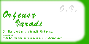 orfeusz varadi business card