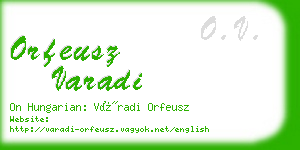 orfeusz varadi business card